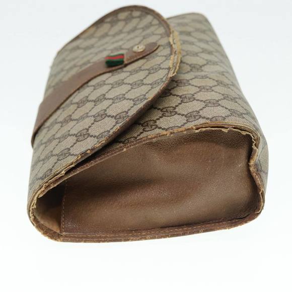 GUCCI GG Supreme Web Sherry Line Clutch Bag PVC Beige Red 89 01 031 Auth 89507 - Picture 4 of 16